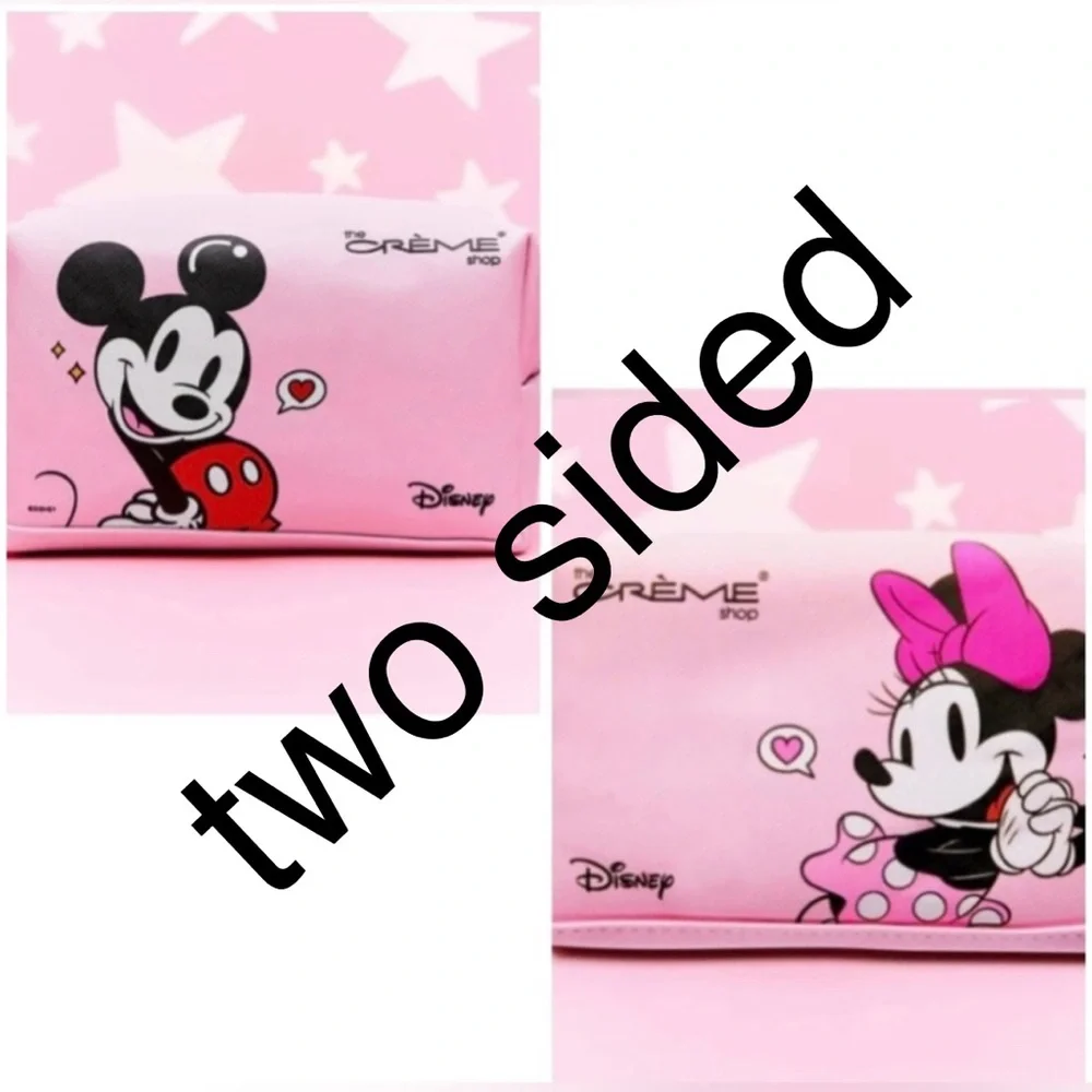 Crème zippered Mickey & Minnie pink bag
